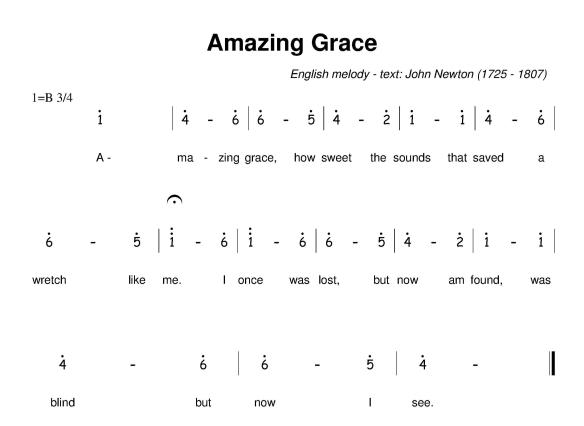 Amazing grace - Jianpu